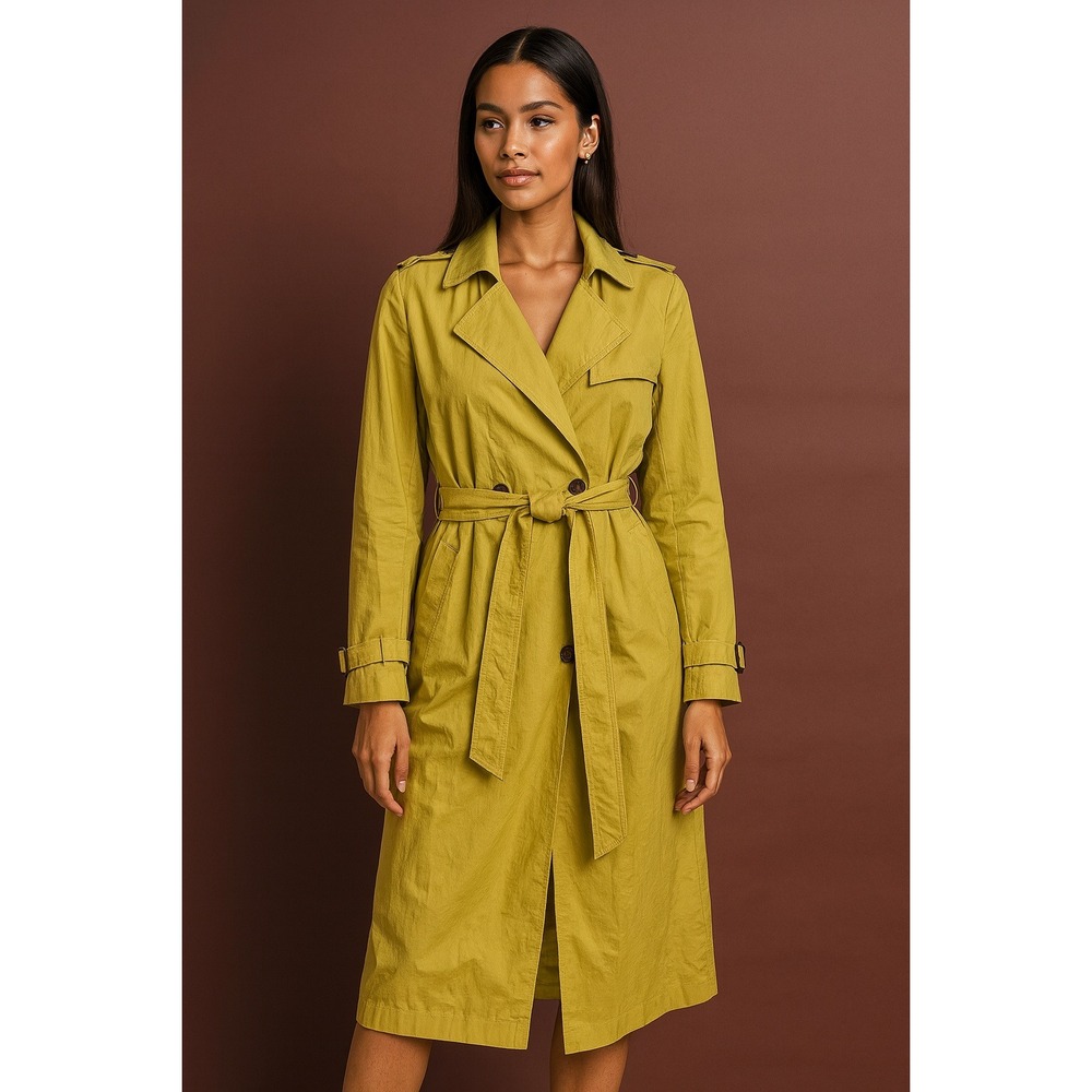 NWOT Soft Surroundings Womens Lemongrass Yellow Brixton Trench Coat Medium